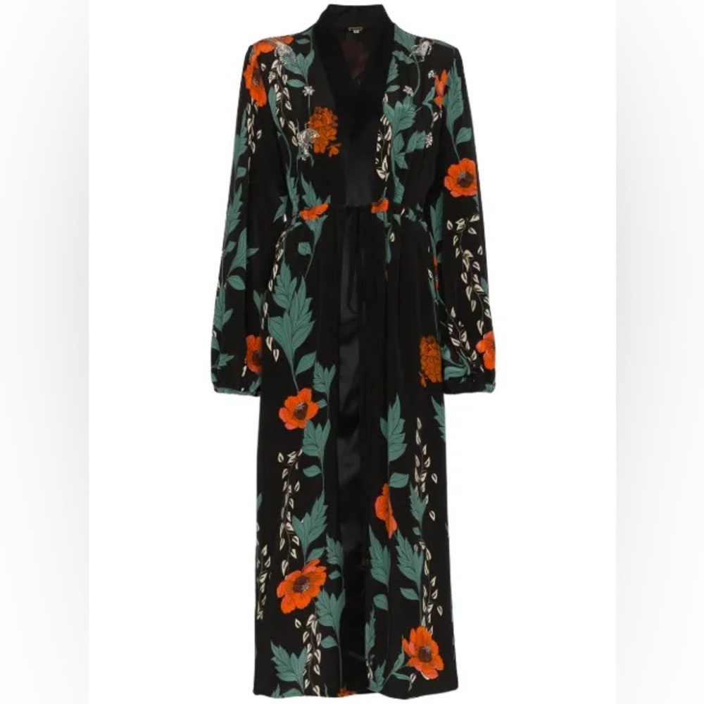 Johanna Ortiz Iman Silk Floral Kimono in Black | Size 10 | EUC